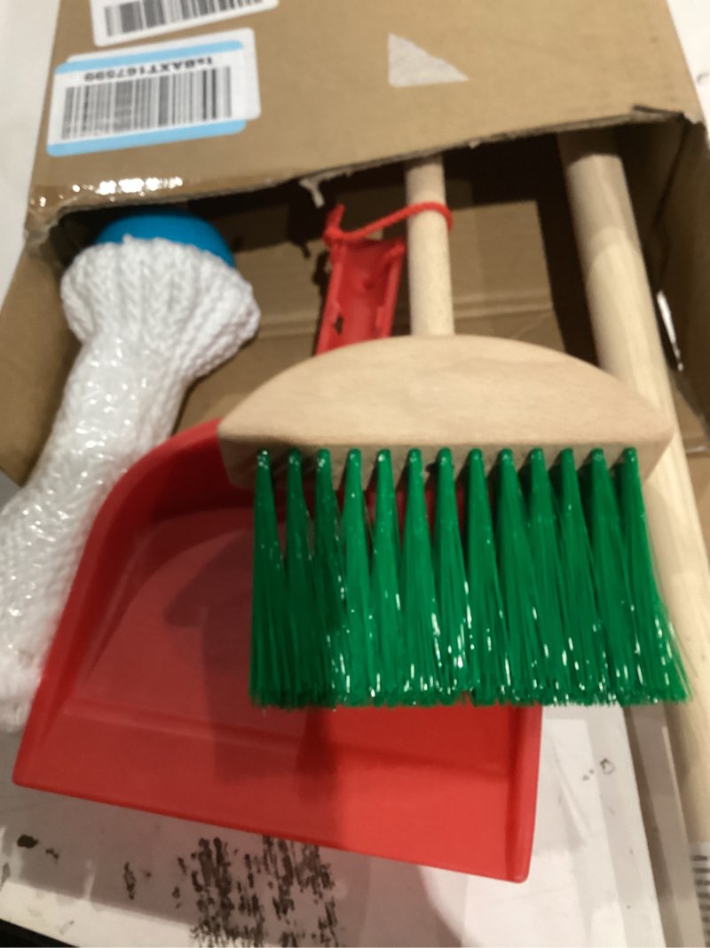 Condition photo showing Good Condition for melissa & doug dust sweep mop 6-piece pretend play set, toddler toy cleaning, pretend play home cleaning, kids broom and mop set for ages 3+
