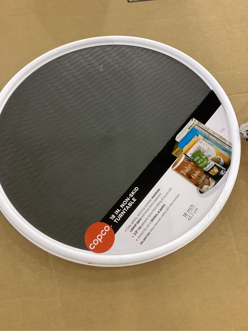 Condition photo showing Good Condition for Copco 255-0186 Non-Skid Pantry Cabinet Lazy Susan Turntable, 18-Inch, White/Gray - 2555-0186