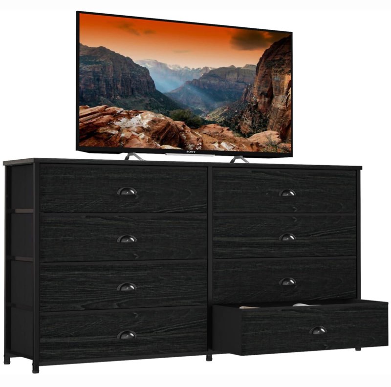 furnulem wide dresser with 8 fabric drawers, tv entertainment center with storage for 55'' tv, 