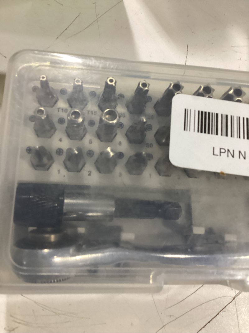 Condition photo showing As Is for strebito right angle screwdriver 32-piece 1/4 inch mini ratchet set low profile offset bit set with 72-tooth ratcheting wrench stubby ratchet 90 degree screwdriver for small spaces 32 in 1