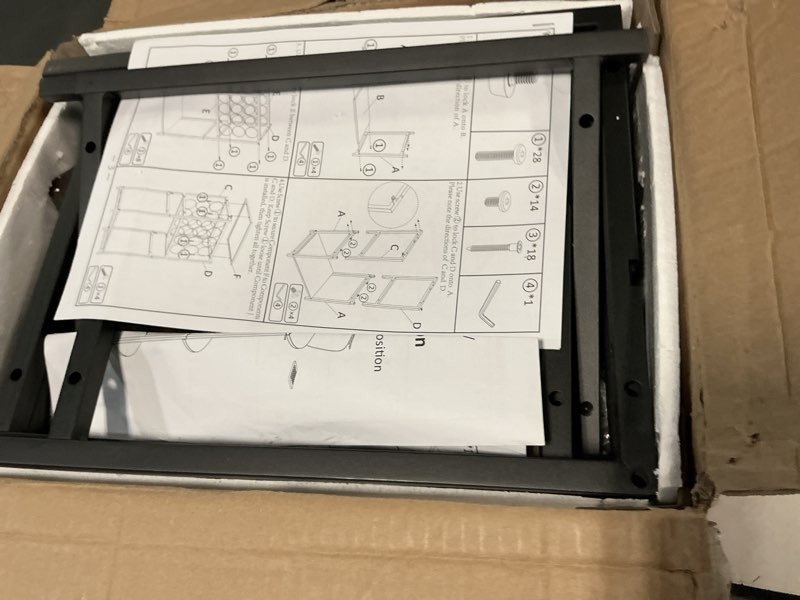 Condition photo showing New/Like New for JKsmart Wine Bar Cabinet with LED Lights, Mini Wine Rack with Storage and Glass Holder, Home Bar Cart for Liquor, 3-Tier Bar Table for Kitchen, Dining Room, Living Room, Rustic Brown 3-Tier Rustic Brown