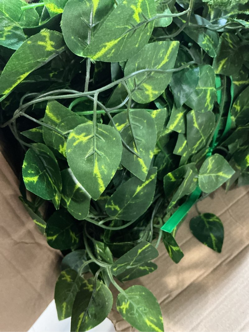 Condition photo showing As Is for 200 pcs 1444ft fake vines bulk artificial ivy garland greenery hanging vines plants green leaves for bedroom wedding garden home wall jungle themed party decorations 200 1444ft