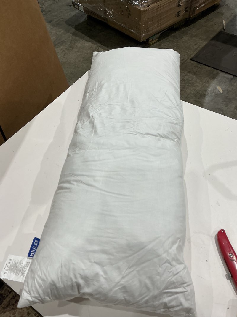 Condition photo showing As Is for it doesn't smell good  miulee 14x36 inch down feather pillow insert,fluffy and comfy throw pillow with cotton fabric for bed couch and sofa