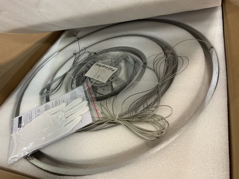 Condition photo showing Good Condition for 3-Rings D23.6 Modern LED Chandelier Silver Dimmable Pendant Lighting with Remote Control Circular Flush Mount High Ceiling Light for Dining Room Living Room Bedroom Entrance Foyer, 3000K-6500K 3 Ring Silver