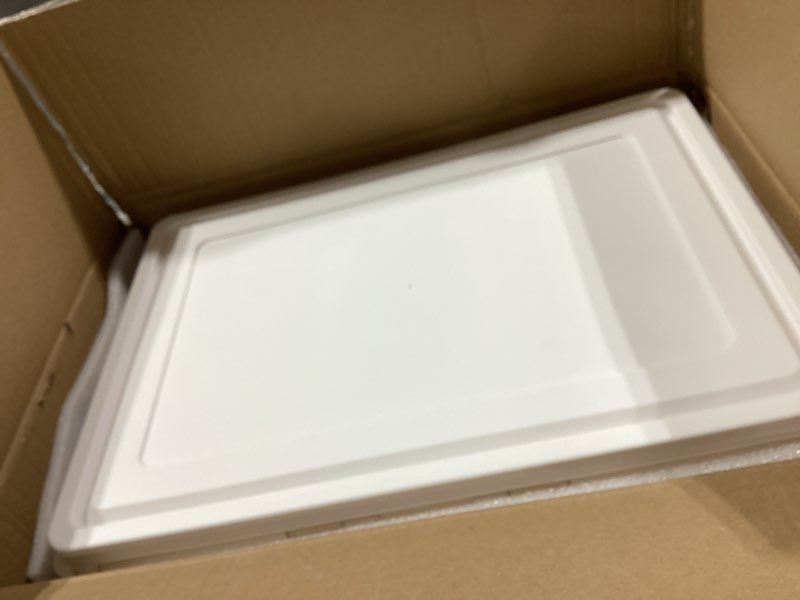 Condition photo showing Good Condition for snslxh portable clear storage bins with lid & wheels, 24qt clear storage bins with lid, 4-tier plastic bins with wheels, stackable, magnetic doors, for bedroom, living room, office 34.6*14.96*11in