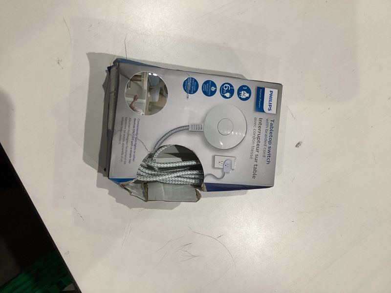 Condition photo showing Good Condition for Philips Grounded Plug with Braided Cord, 6 Ft Long Power Cable, ON/Off Switch, for Tabletop or Wall Mount, Perfect for Lamps/Seasonal Lights, 3 Prong,Slip Resistant Base,SPS1611WA/37,White 1 Outlet | On/Off Switch | 6 Ft Cord Plug 1 Pack