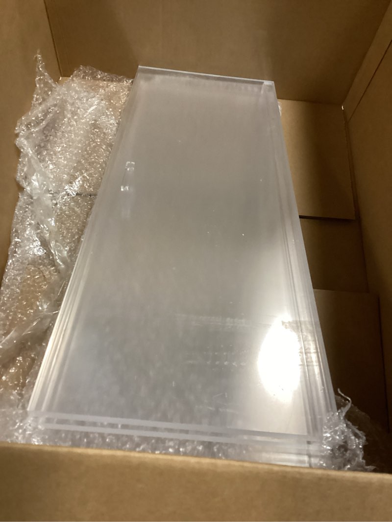 Condition photo showing As Is for Juexica Aquarium Lids Acrylic Canopy 2 Pieces Set 22.95 x 16.61 x 0.28 Inch for 75/90/110 Gallon with Center Brace Aquariums Cover Fish Tank Lid with a Hook Knife, Clear 48 x 18 in