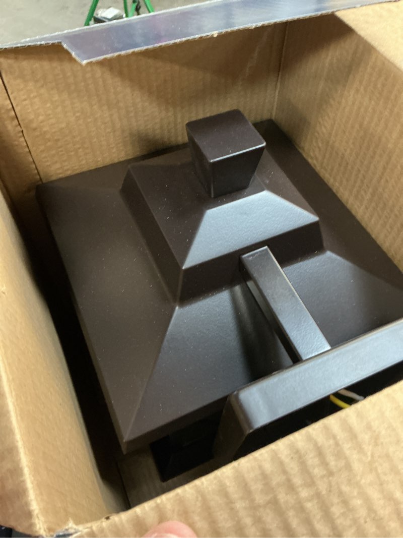 Condition photo showing As Is for project source larkdale 1-light 14.17-in h bronze outdoor wall light