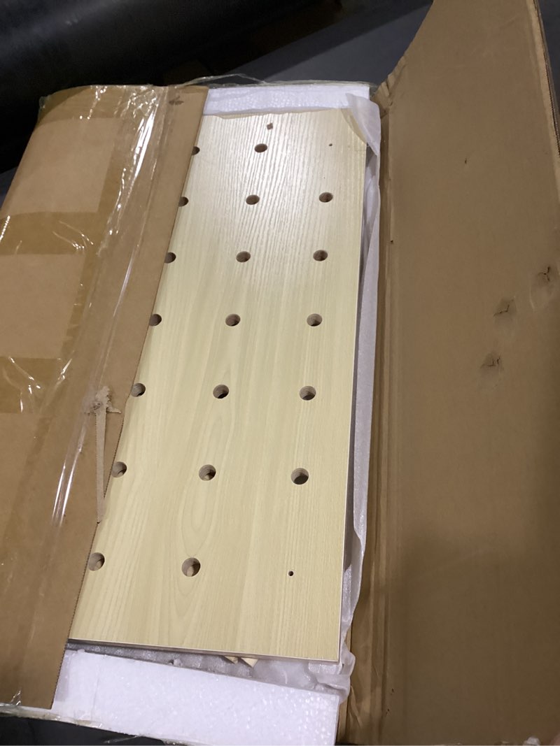 Condition photo showing Good Condition for hjzalmi pegboard wall organizer, wood pegboard combination kit with shelves & hooks, modular peg board panels storage system for office organization kitchen bedroom, 15.7"x23.6"x0.6", beige 15.7x23.6x0.6" beige