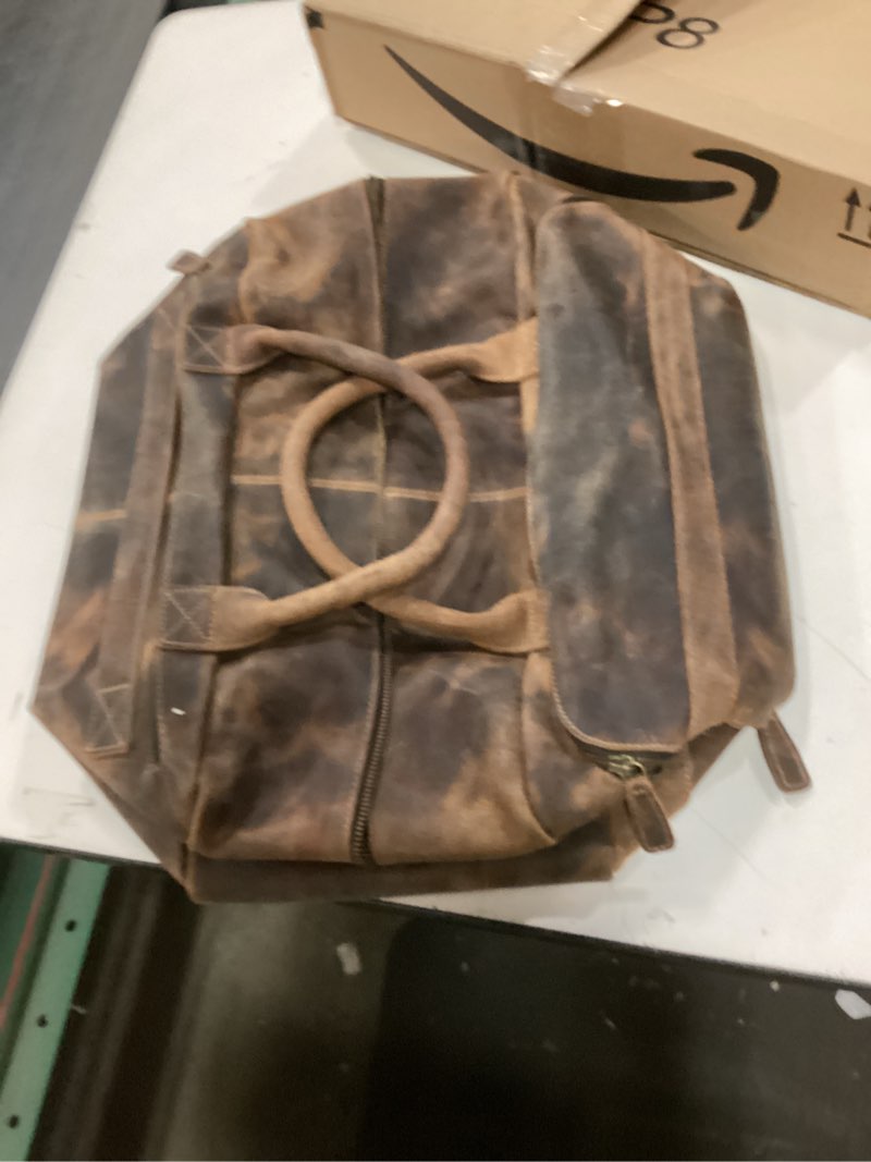 Condition photo showing Good Condition for KomalC Leather Travel Duffel Bags for Men and Women - Full Grain Overnight Weekend Sports Gym Duffle