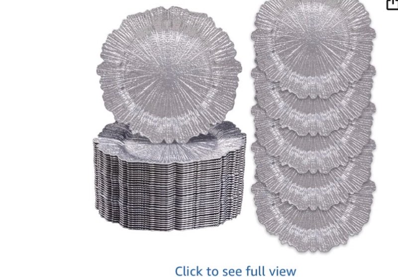 MAONAME 13" Silver Charger Plates Set of 50, Reef Plate Chargers Bulk, Round Charger for Dinner Plat