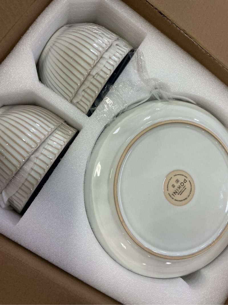 Condition photo showing New/Like New for Pokini Ceramic Dinnerware Sets, Handmade Reactive 16 pieces