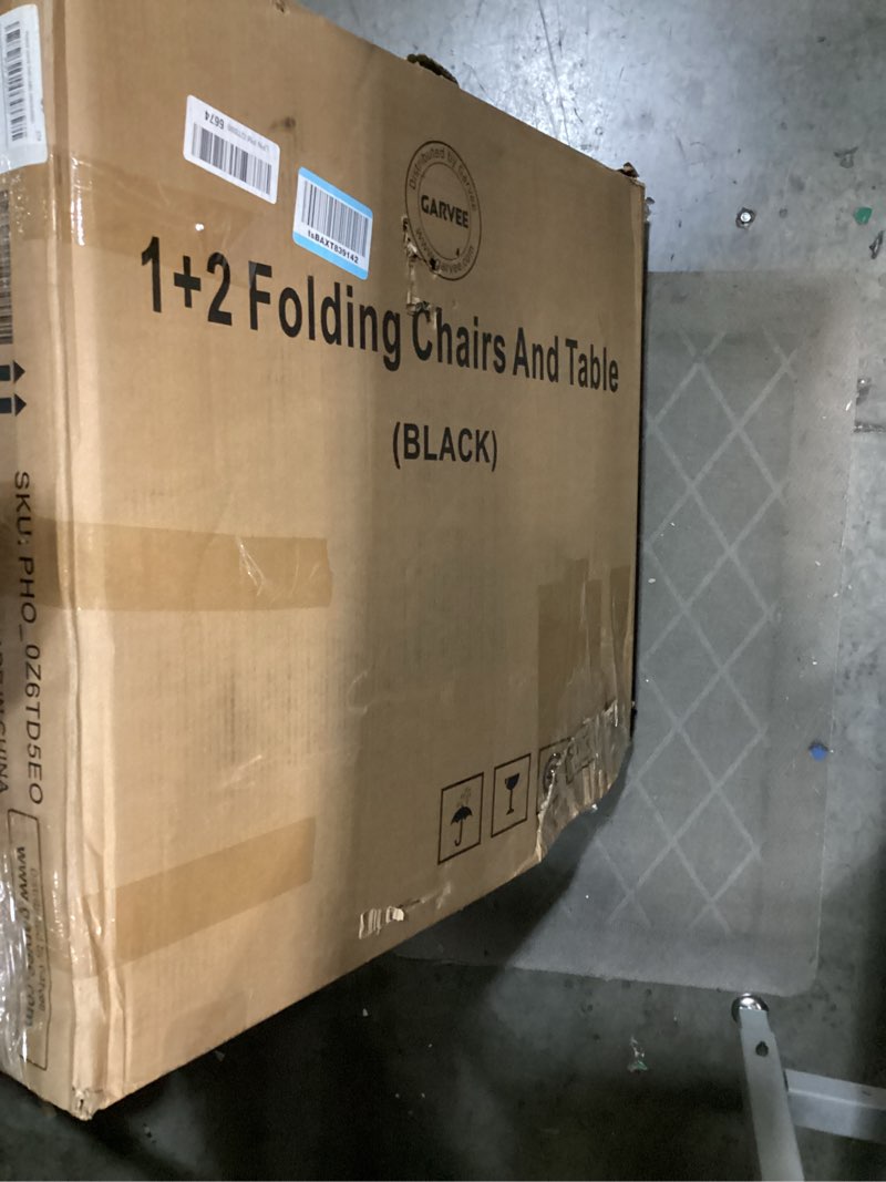 Condition photo showing New/Like New for folding card table and chairs set of 3, portable activity table and chairs with pu soft cushion,suitable for eating,reading and playing, space-saving, no assembly required