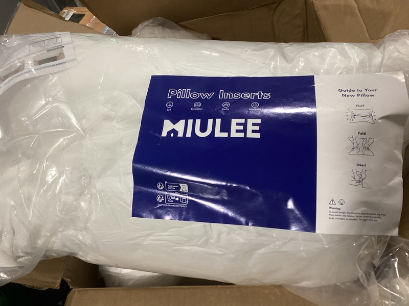 Condition photo showing Good Condition for 2 MIULEE Throw Pillow Insert Premium Pillow Stuffer Sham Rectangle for Decorative Cushion Bed Couch Sofa 12x20 Inch 1 12x20 Inch 2pack