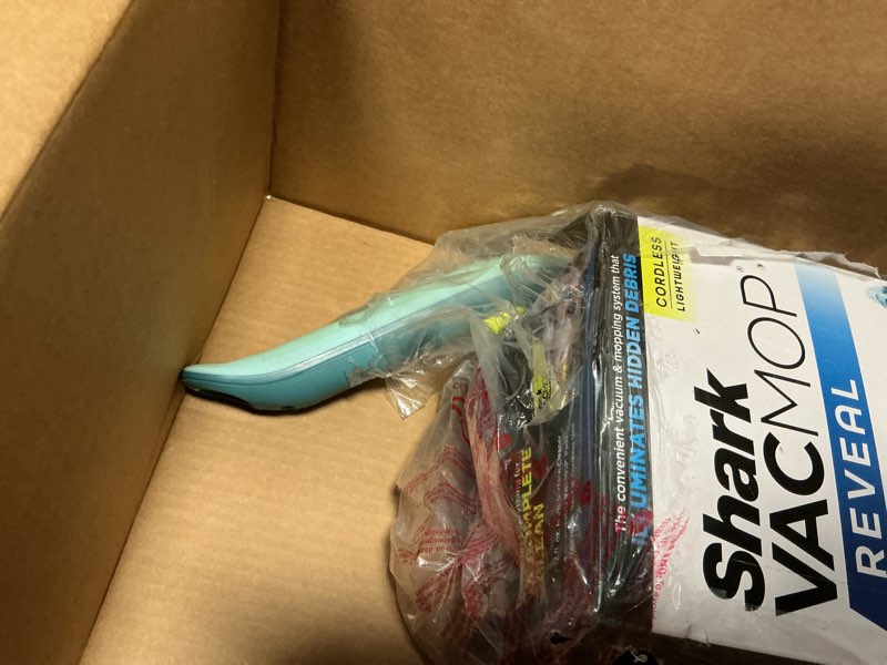 Condition photo showing As Is for Shark VACMOP Reveal New Cordless Hard Floor Cleaner, Vacuum & Spray Mop, Powerful Suction, Lightweight, Illumination Light, Includes 4 Disposable Pads, 12oz Pet Multi-Surface Cleaning Solution, VM401