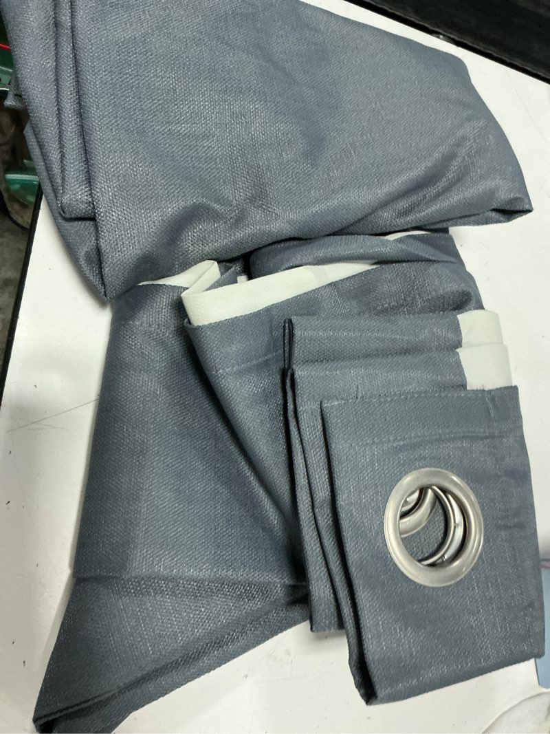 Condition photo showing Good Condition for mainstays textured solid blackout grommet curtain panel pair, set of 2, dark gray, 37" w x 84" l