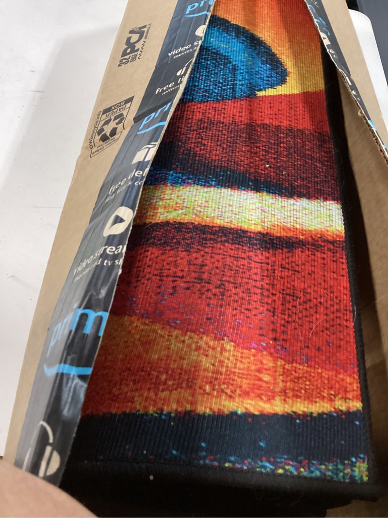 Condition photo showing Good Condition for abstract rugs modern geometric area rug bedroom living room floor carpet with swirls in red turquoise orange contemporary dining accent rugs sevilla collection for hallway 23.6x59 in runner