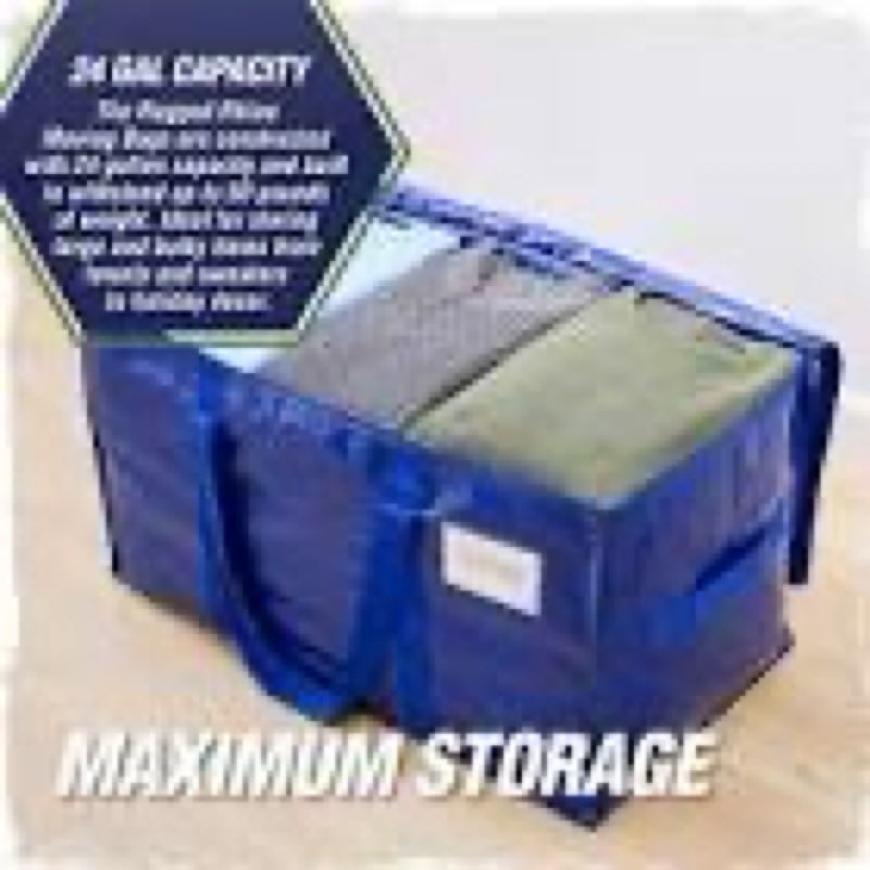 rugged rhino heavy duty extra large moving bags, durable bag strong handles and zipper, moving boxes