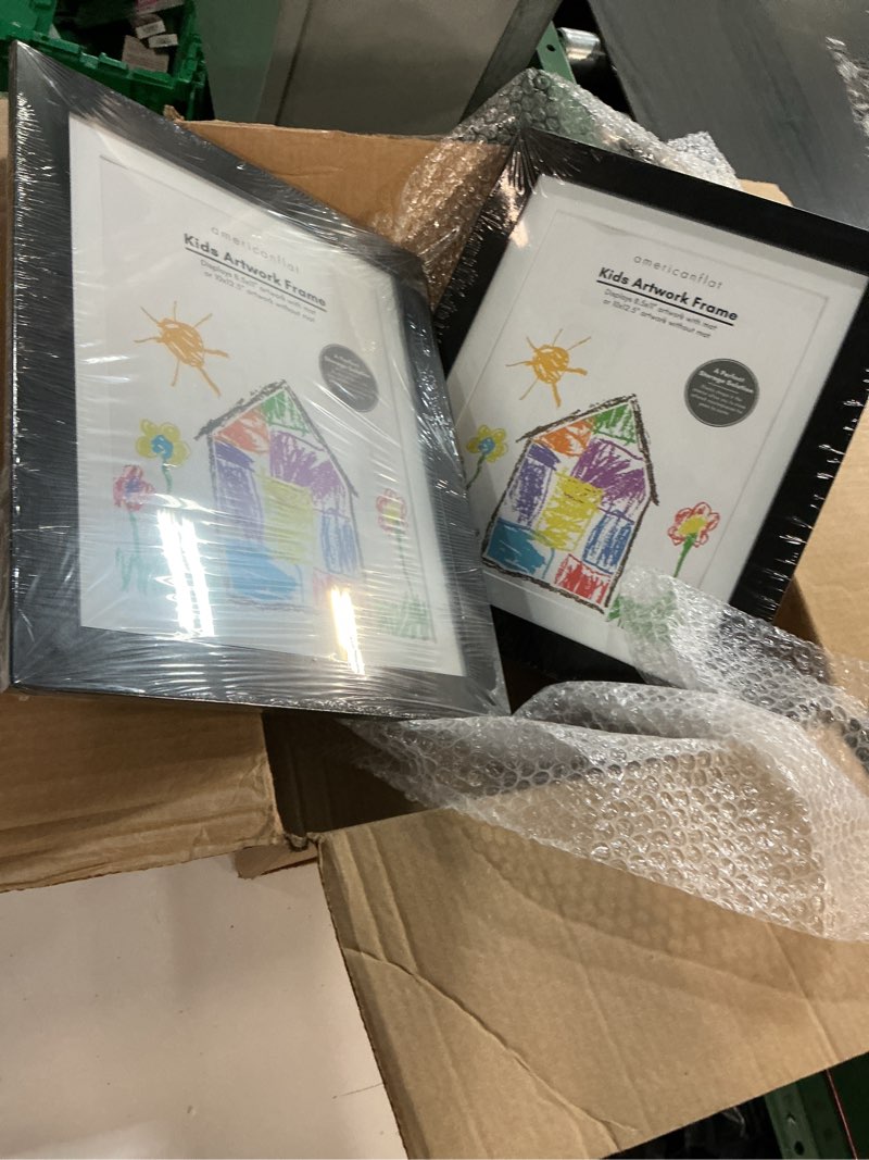 Condition photo showing New/Like New for 2 Kid Art Black Frames with Mat 8.5" x 11"/without Mat 10" x 12.5" Americanflat