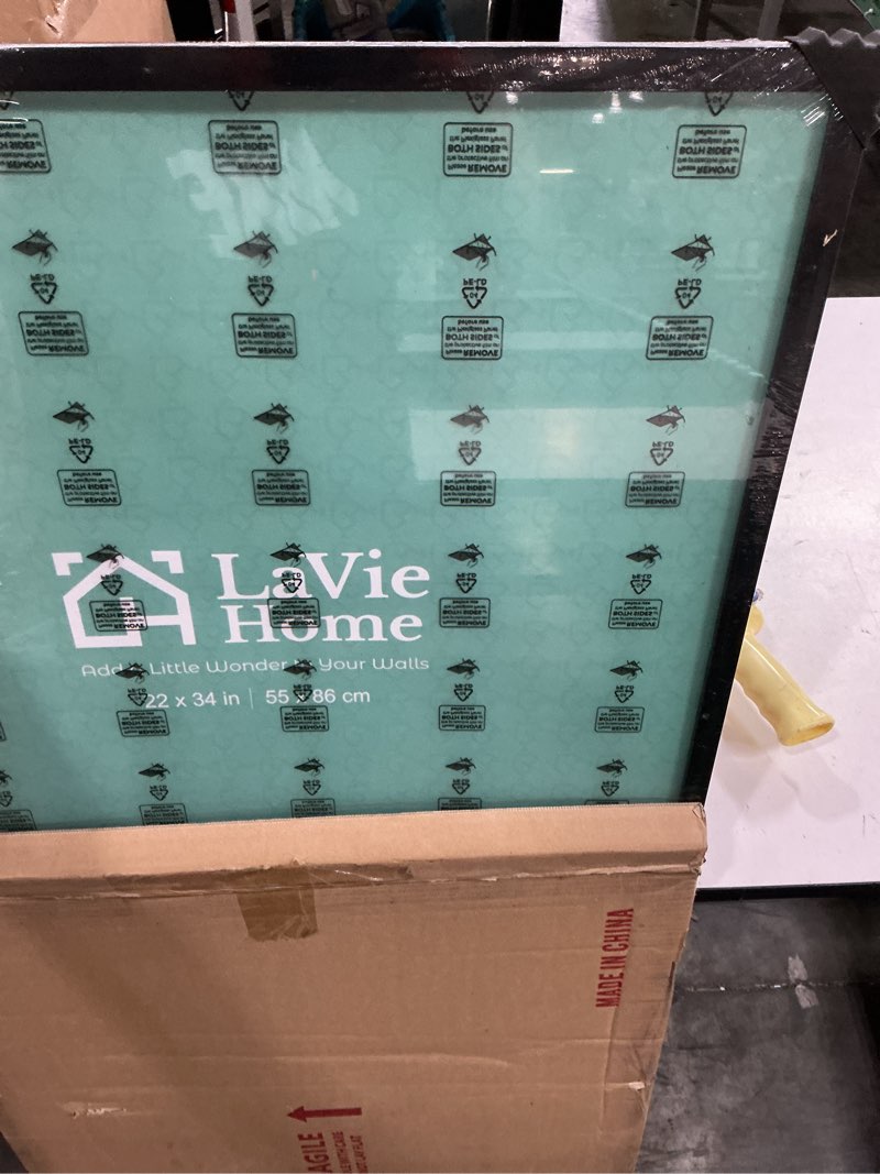 Condition photo showing New/Like New for lavie home 22x34 picture frame for wall display, 22x34 black picture frame with hd plexiglas, 22 x 34 poster frame 1 pack, display frame for vertical or horizontal, classic collection black 22x34 1