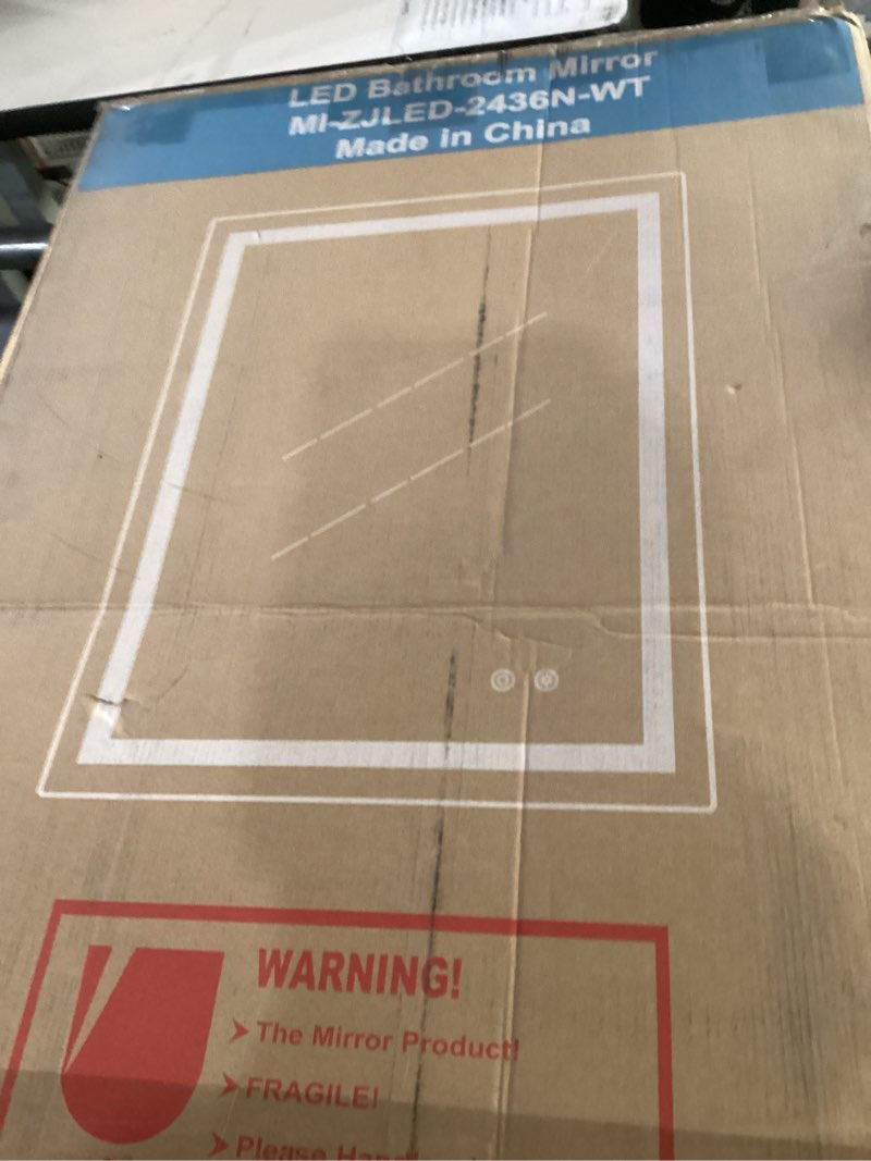 Condition photo showing Good Condition for (not tested)24 in. w x 36 in. h anti-fog dimmable dual led rectangle frameless bathroom mirror(