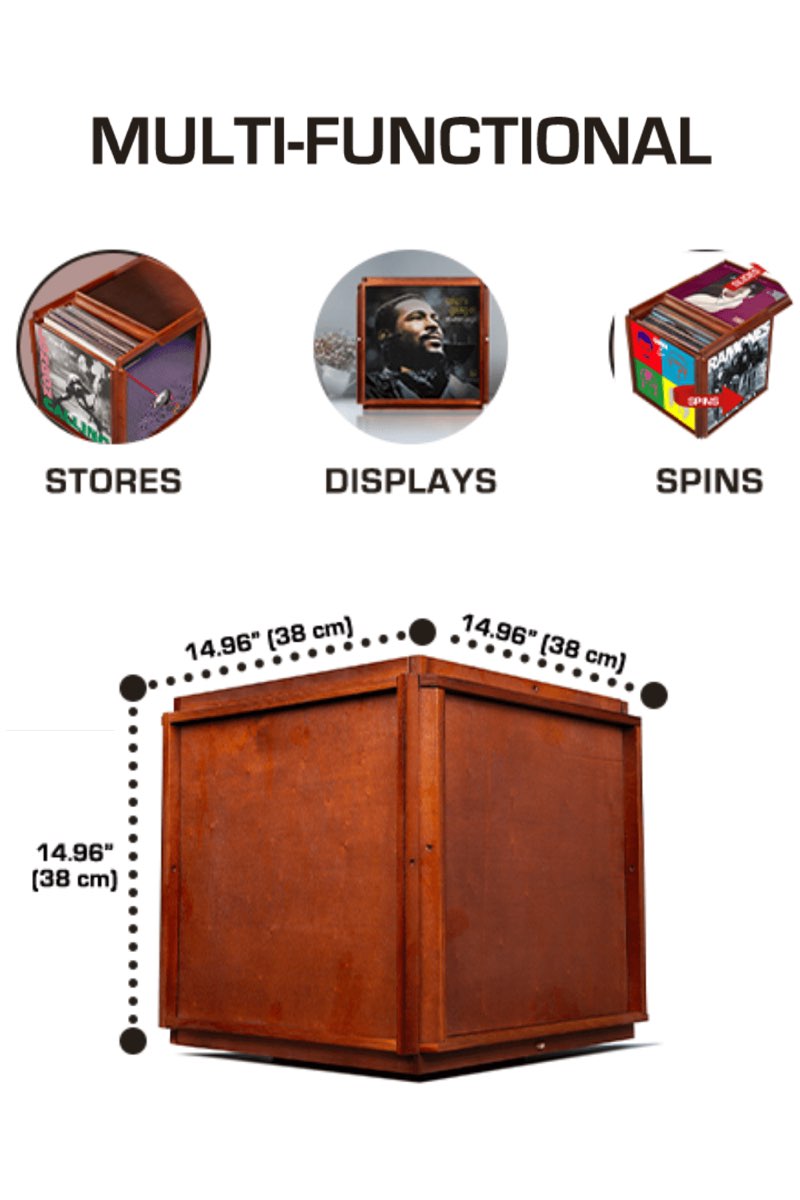 DIVINYLY Vinyl Record Storage - Wooden Vinyl Storage Cube, Vinyl Display Box, Vinyl Crate, Record Holder For Albums, 100 Album Storage For Vinyl Records, Rock Collection Box (Irregular Finish) 79.99 ( similar )