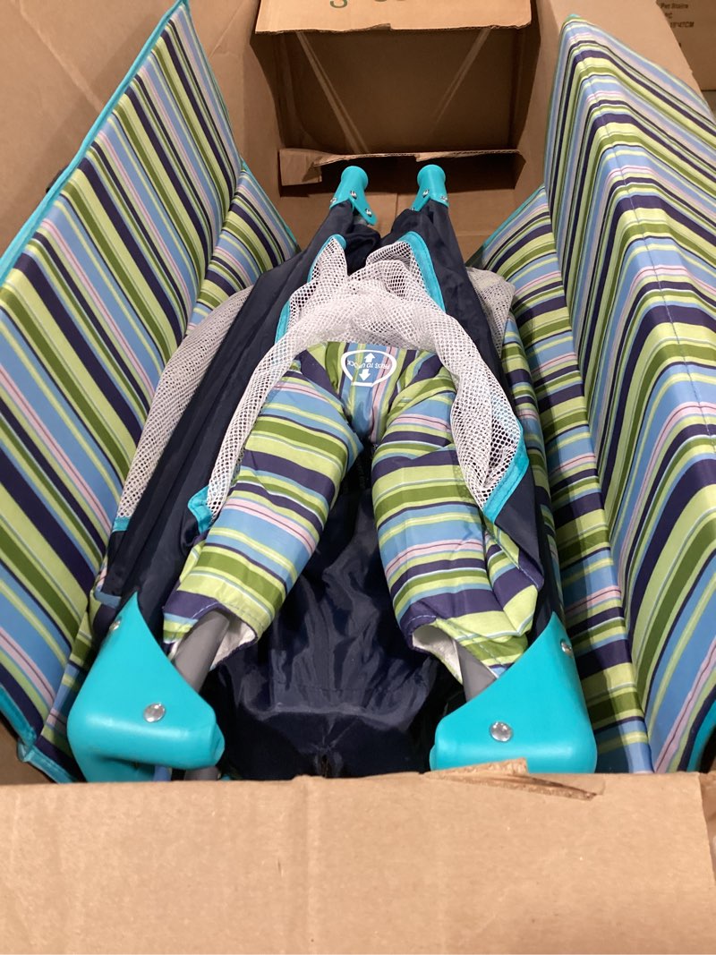 Condition photo showing Good Condition for similiar product not like stock photodream on me zazzy portable playard with bassinet in black, lightweight packable and easy setup baby playard with mattress and travel bag