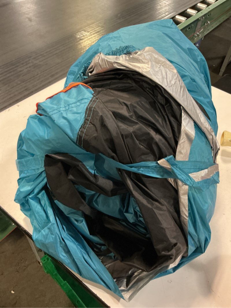 Condition photo showing As Is for 4-6 person pop-up camping tent, portable instant setup family tent with 2 windows, for hiking, backpacking & outdoor adventures, waterproof & windproof blue