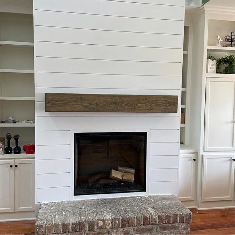 Fireplace Mantel, Rustic, Shelf, Floating Mantle, Real Wood, Beam, URBANDI (Grey, 60Lx6Hx8D)