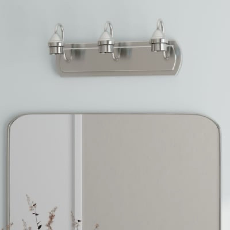 style selections mix and match 18-in 3 light brushed nickel transitional bathroom vanity light fitter item #355455 | model #vbk256-3bnk