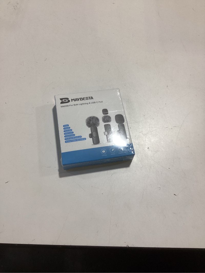 Condition photo showing New/Like New for maybesta wireless mini microphone for iphone, android phone - lavalier lapel mic for audio video recording - clip on content creator microphones for youtube tiktok podcast vlogging all iphones & androids (usb-c + lightning)
