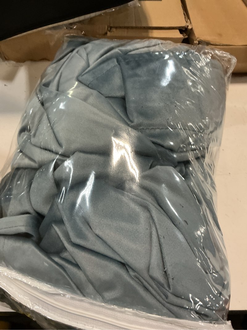 Condition photo showing Good Condition for grayish blue velvet curtains 84 inches long blackout thermal insulated soundproof curtain privacy room darkening curtains pinch pleat window drapes for bedroom living room 42 x 84 inch set of 2 pinch pleat | grayish blue 42"w x 84"l (pack of 2)