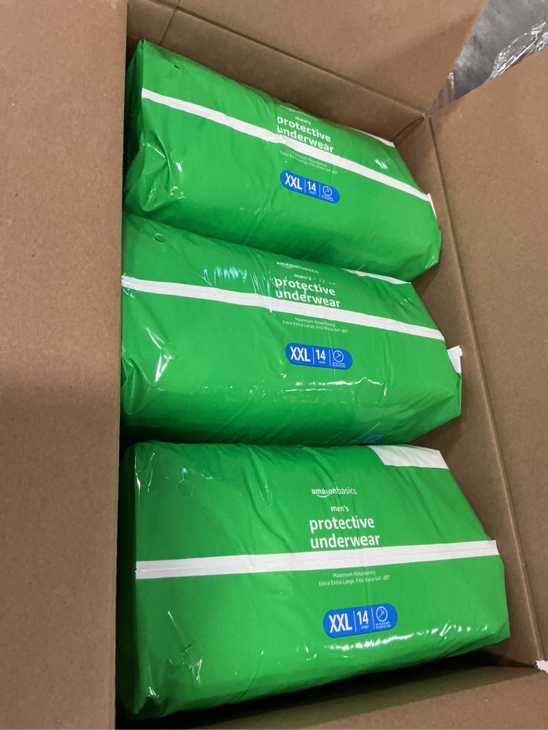 Condition photo showing New/Like New for Amazon Basics Incontinence Underwear for Men, Maximum Absorbency, 2X-Large, 42 Count (3 Packs of 14) 2X-Large 42