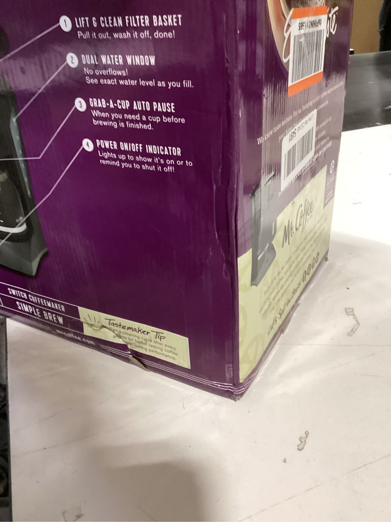 Condition photo showing As Is for Mr. Coffee Black Coffee Maker, 12 Cups, with Auto Pause and Glass Carafe, Perfect for Home and Office Use