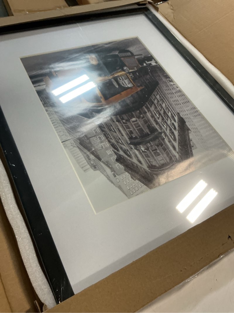 Condition photo showing Good Condition for art emotion 16x20 picture frame in black (handmade finishing seamless surface), display pictures 11x14 with mat or 16x20 without mat, wall hanging poster frame. black 16x20 with 11x14 opening