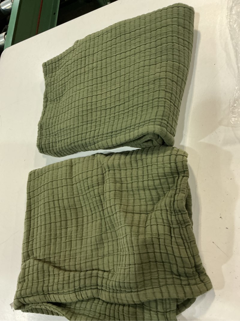 Condition photo showing As Is for organic ribbed cotton shams, standard, olive