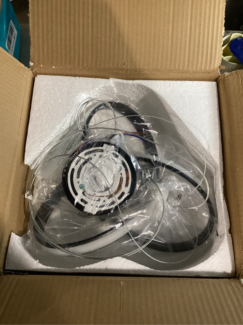 Condition photo showing Good Condition for LED Chandelier Modern Pendant Light Fixture Simple Irregular Streamline Ring Light Black with 4500K and 59in Height Adjustable Hanging Lamp for Kitchen Island Hallway Foyer Closet Corridor Black 12.5" - No Remote