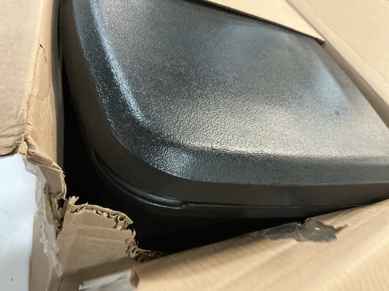 Condition photo showing As Is for FCMP Outdoor - Outdoor Salt, Sand, and Storage Bin – Residential Deck Box, Multi-purpose for Entranceways, Porch, Patio (SB120-BLK) Black