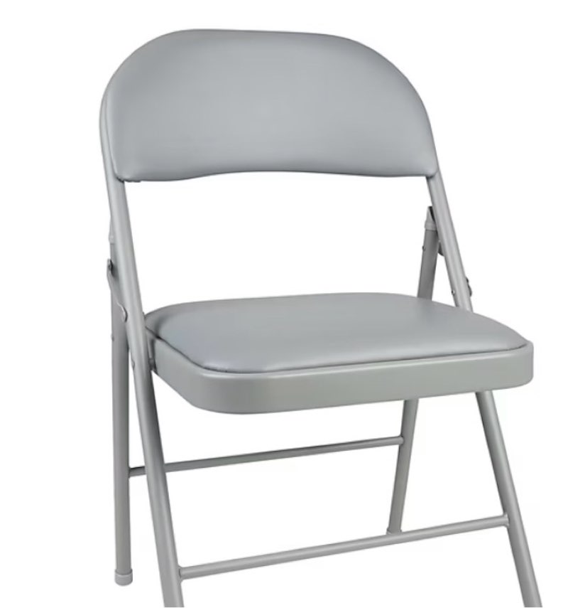 Cosco Gray Residential Standard Metal Folding Chair with Padded Seat (Indoor)