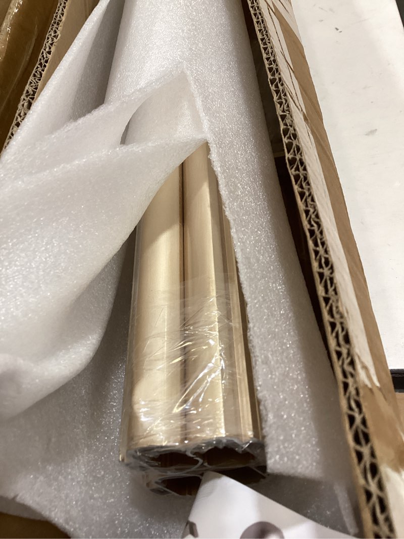 Condition photo showing Good Condition for double curtain rods for windows, heavy duty dual rod wall mount track slilent aluminum alloy brackets with decorative round finials rail for bedroom/living room/window/hotel (golden,1.6m(5.2ft)) golden 1.6m(5.2ft )