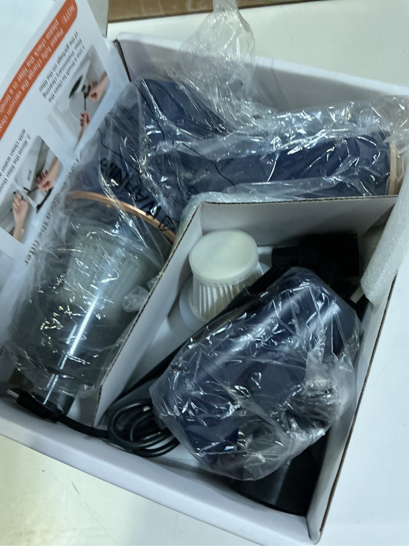 Condition photo showing New/Like New for kmm handheld car vacuum cleaner, 9000pa vacuum cleaner and air duster, 120w high power hand held vacuum with led light and multi-nozzles for car, home, office, pet blue