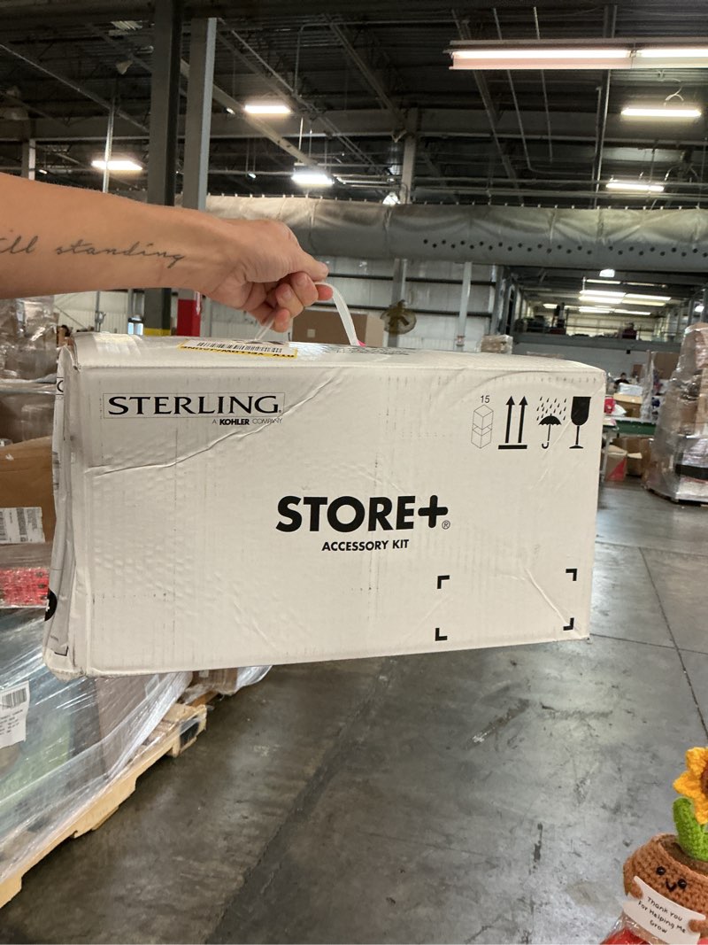 Condition photo showing New/Like New for sterling store+ 10-piece wall mounted shower caddy in white finish