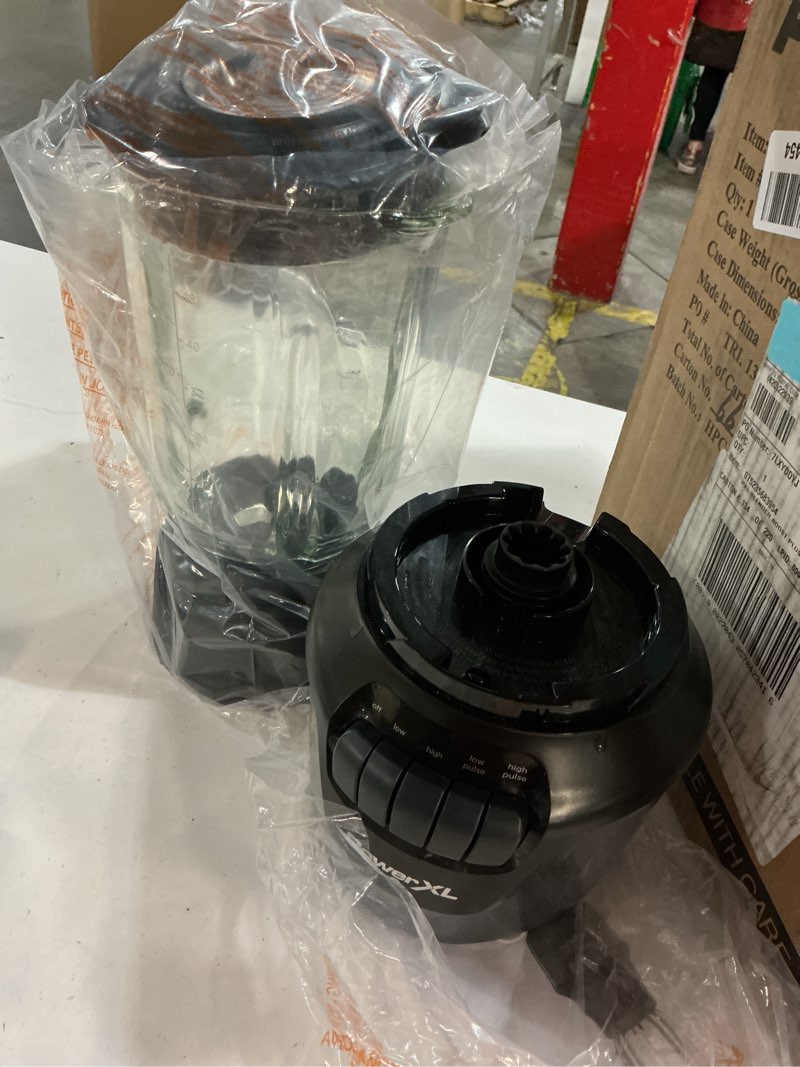 Condition photo showing New/Like New for PowerXL Boost Blender, 4 Speed, 800 Watts, 48-oz Glass Jar, Black