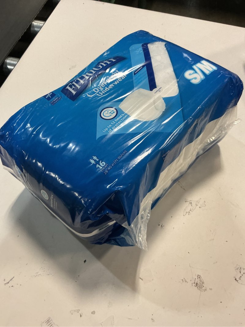 Condition photo showing New/Like New for (Size:S/M)FitRight Overnight Unisex Underwear, Small/Medium (28-40 in Waist), 16 Count, Maximum All Night Disposable Incontinence Protection, Pull-On Absorbent Underwear for Men & Women, 1 Bag Small/Medium 1 Bag
