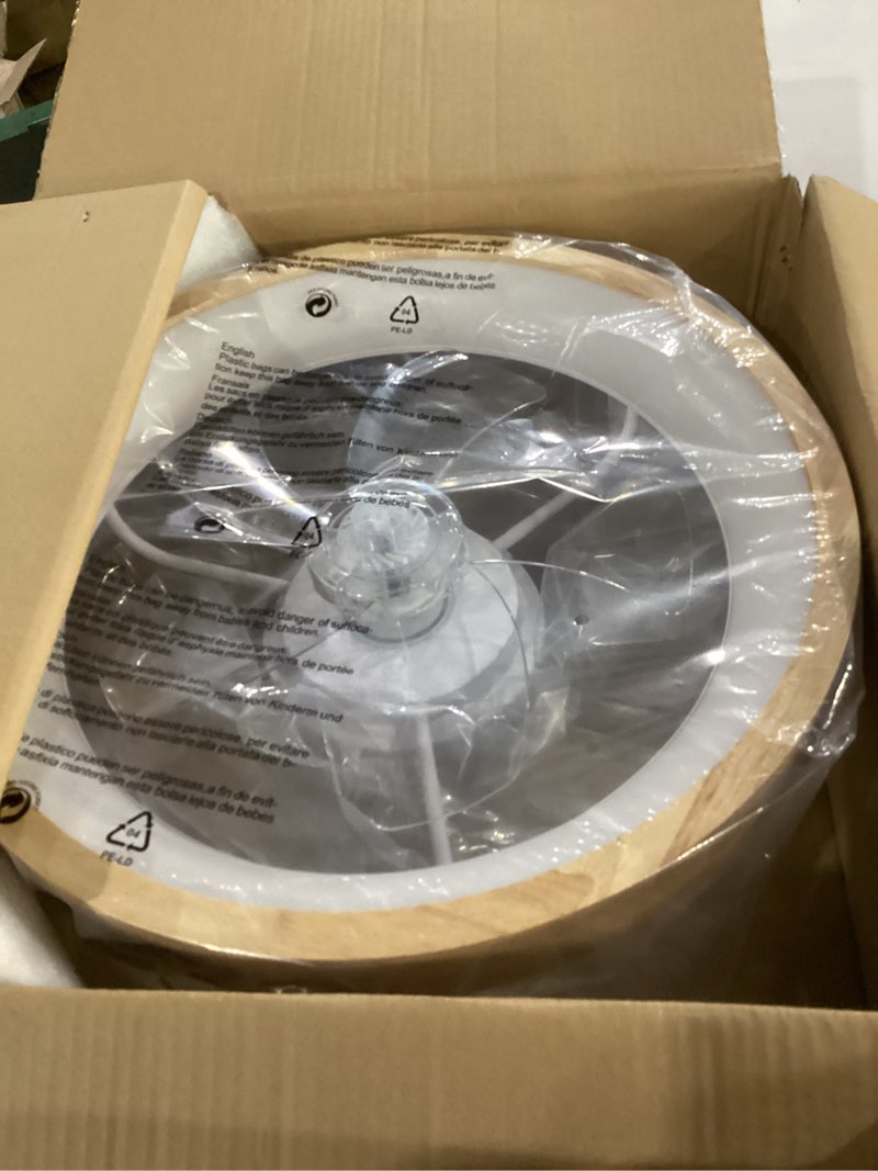 Condition photo showing New/Like New for low profile ceiling fan with light and remote control, 20 inch small flush mount wood fan light, modern smart dimmable quiet led fan light for bedroom living room transparency white