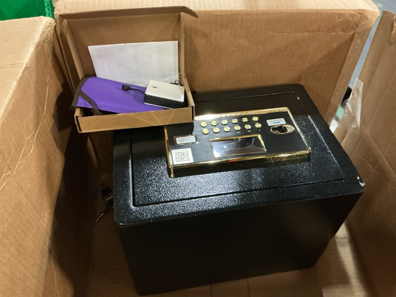 Condition photo showing Good Condition for safe box with digital keypad & alarm system - electronic lock box for jewelry cash with adjustable shelves - includes led light & fireproof and waterproof bag(0.8/1.0/1.3/1.53/2.5cuft) 0.8?9.84"d x 13.78"w x 9.84"h?