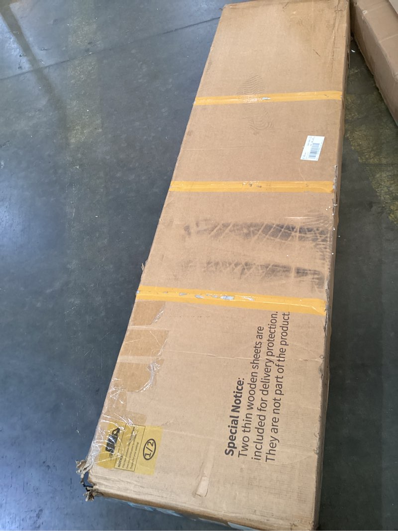 Condition photo showing As Is for incomplete * missing box 2 of 2*yitahome tv stand for 75/80 inch tv, farmhouse entertainment center with storage, 70 inch tv cabinet with drawers and power outlet, tv console for living room (grey oak) grey oak without fireplace
