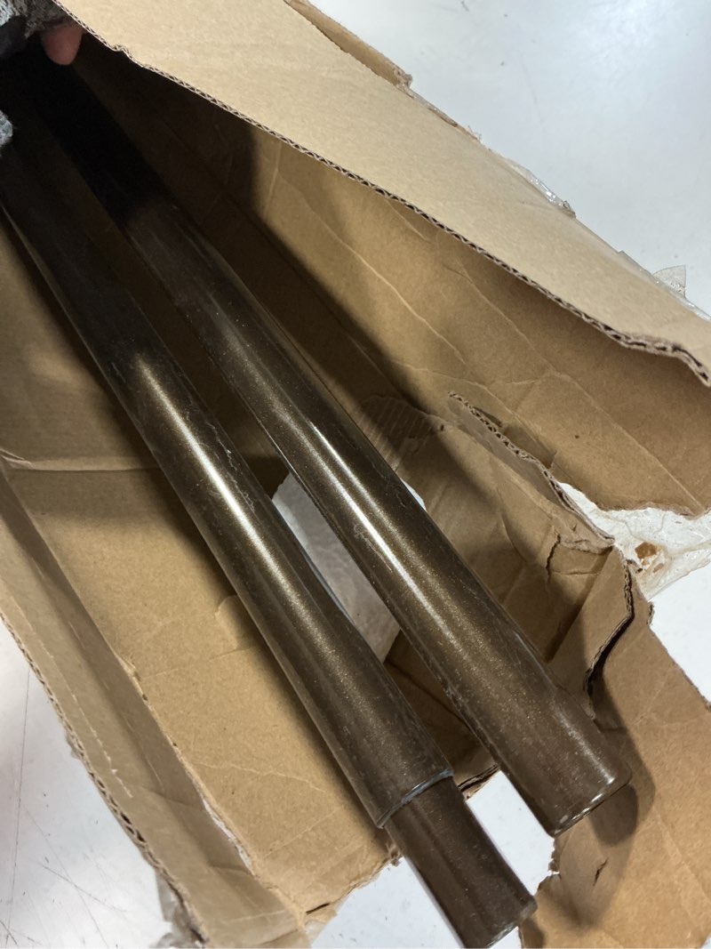 Condition photo showing As Is for kamanina 1 inch curtain rod telescoping single drapery rod 28 to 48 inches (2.3-4 feet), 2 pack antique bronze curtain rods for windows 16 to 44 inches, netted texture finials antique bronze 28-48"(2pack)