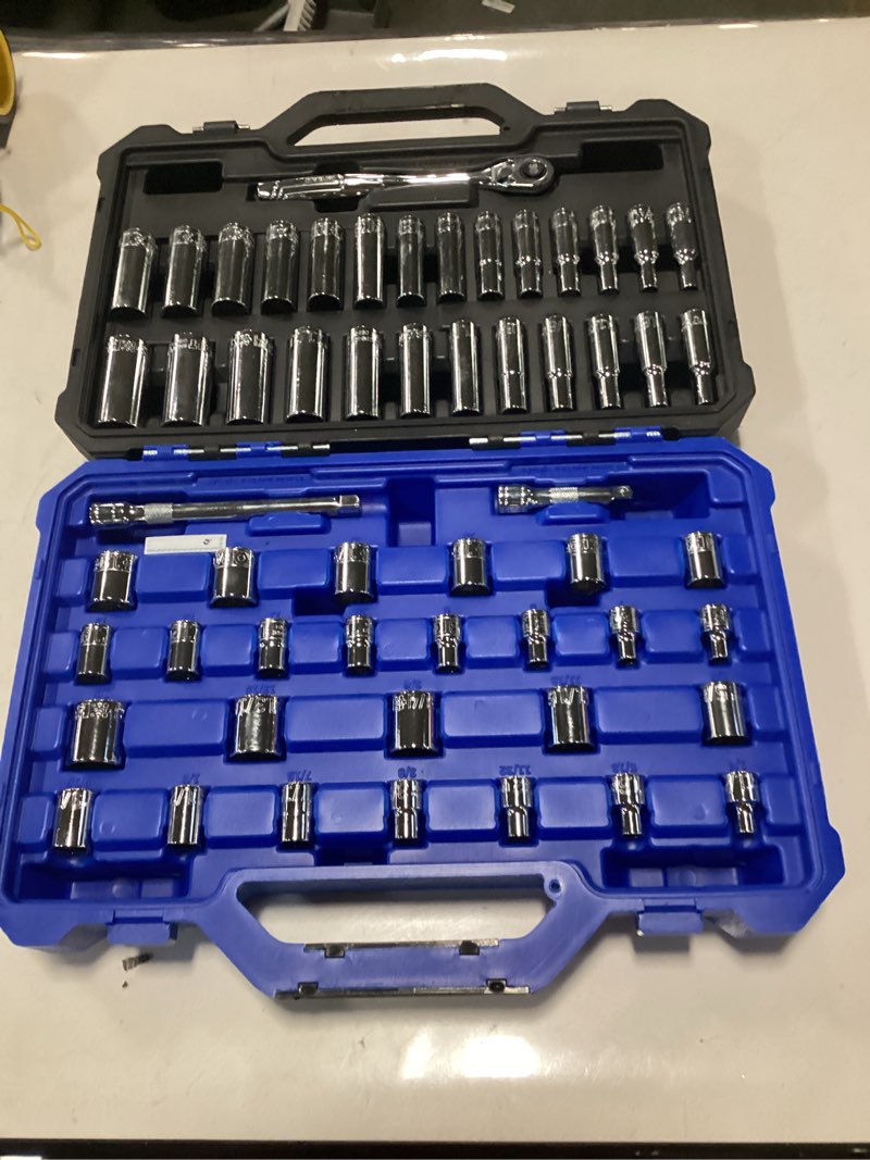 Condition photo showing As Is for Stark USA 3/8" Drive 47PC Socket Set, 6 Point, SAE & MM Combination Set, 5/16" - 3/4" 8mm - 19mm, Socket & Ratchet Wrench Set, Fully Polished CrV Steel
