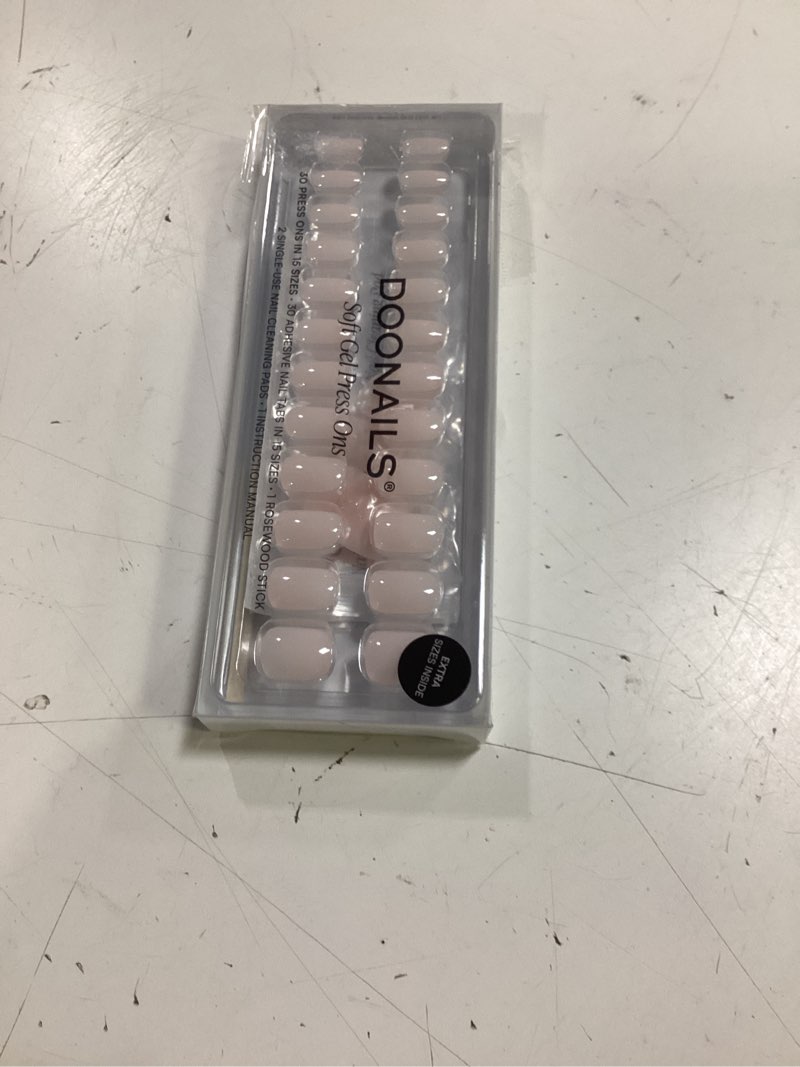 Condition photo showing Good Condition for doonails soft gel press on nails - 28 pcs kit with stickers in 14 sizes – white, extra short square – reusable glue on fake nails, handmade & salon-quality finish, vegan & cruelty-free, uñas postizas pillow talk extra short square